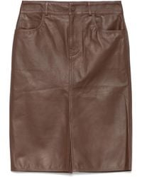 Jacob Cohen - Leren Midi-Rok - Lyst