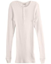 AURALEE - Ribbed-Knit Long-Sleeve Top - Lyst