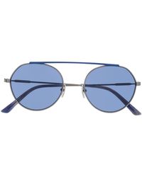 Calvin Klein - Two Tone Round Frame Sunglasses - Lyst