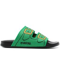 Marni - Buckle Double-Strap-Print Slides - Lyst