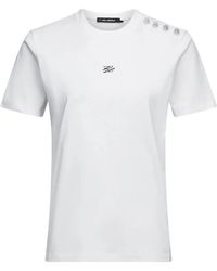 KARL LAGERFELD - Button Detail Autograph T-Shirt - Lyst