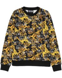 Versace - Katoenen Sweater Met Barokprint - Lyst