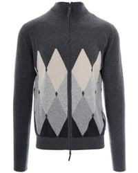 Ballantyne - Argyle-Intarsia Cashmere Cardigan - Lyst