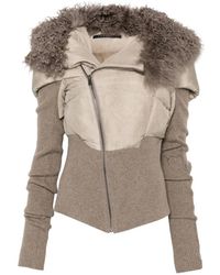 Yehuafan - Shearling-Trim Panelled Jacket - Lyst