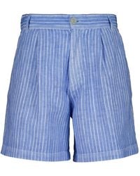 120% Lino - Stripe-Pattern Pleated Shorts - Lyst