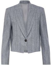 Brunello Cucinelli - Striped Cropped Blazer - Lyst