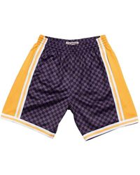 Mitchell & Ness - Nba "Los Angeles Lakers" Checked Swingman Shorts - Lyst