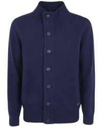 Barbour - Essential Button-Up Elbow-Patch Cardigan - Lyst