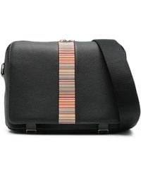 Paul Smith - Signature Stripe-Trim Leather Messenger Bag - Lyst