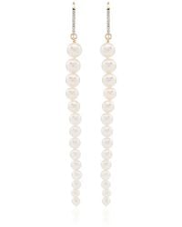 Mateo - 14Kt Pearl And Diamond Drop Earrings - Lyst
