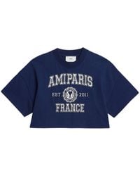Ami Paris - Camiseta corta con logo estampado - Lyst