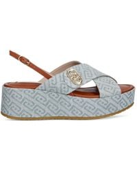 Liu Jo - Monogram-Pattern Platform Sandals - Lyst
