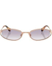 Miu Miu - Logo-Plaque Oval-Frame Sunglasses - Lyst