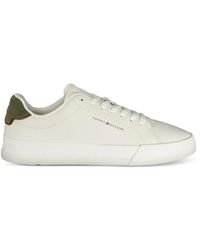 Tommy Hilfiger - Pebble Grain Court Lace-Up Leather Sneakers - Lyst