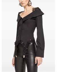 Nissa - Lace-Trim Sequin-Embellished Shirt - Lyst
