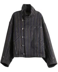 Ziggy Chen - Pinstripe-Pattern High-Neck Jacket - Lyst