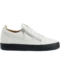 Giuseppe Zanotti - Zip-Detail Leather Low-Top Sneakers - Lyst