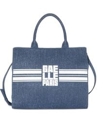 Gaelle Paris - Borsa Tote Denim Maxi Shopper Banda Con Stampa - Lyst