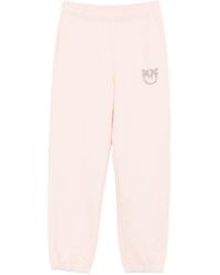 Pinko - Embellished-Logo Cotton Track Pants - Lyst