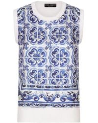 Dolce & Gabbana - Silk Top With Maiolica Print - Lyst