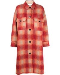 Isabel Marant - Manteau Mi-Long En Flanelle À Carreaux - Lyst