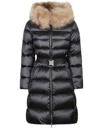 Moncler - Belted Fur-Trim Coat - Lyst