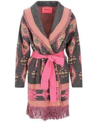 COLOUR MARKET® - Geometric-Pattern Fringed Cardigan - Lyst