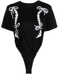 Pinko - Flocked-print Jersey Bodysuit - Lyst