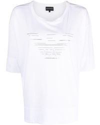 Emporio Armani - ラインストーンロゴ Tシャツ - Lyst