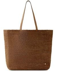 Helen Kaminski Remi Mini Raffia & Leather Tote in Brown | Lyst