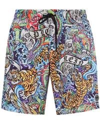 Philipp Plein - Tattoo-Print Drawstring Swim Shorts - Lyst