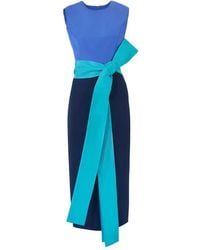 Carolina Herrera - Colourblock Sash-Detail Midi Dress - Lyst