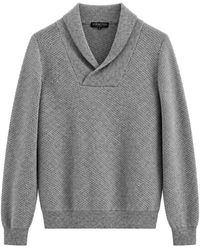 SOSHIOTSUKI - Waffle-Knit Shawl-Collar Sweater - Lyst