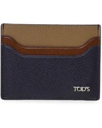 Tod's - Logo-Plaque Pebbled-Leather Cardholder - Lyst