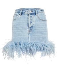 retroféte - Elvie Jeansrock mit Federn - Lyst