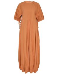 Lee Mathews - Rennie Pleated Puff-Sleeve Midi Dress - Lyst