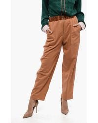forte_forte - Elastic-Waistband Zip-Fastening Trousers - Lyst