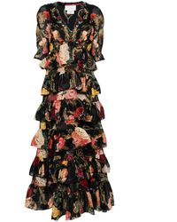 CAMILLA - Gerüschtes Kleid Mit Blumen-Print - Lyst