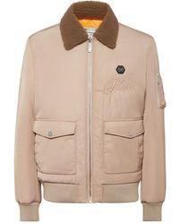 Philipp Plein - Shearling-Collar Bomber Jacket - Lyst
