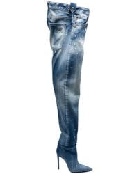 DSquared² - Blaue Denim-Absatzstiefel - Lyst