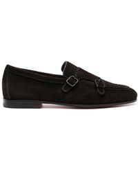 Santoni - Double-Buckle Leather Loafers - Lyst