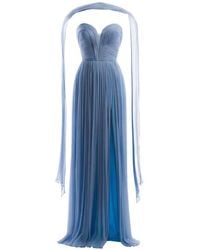 IMROSKA - Iris Pleated Strapless Maxi Gown Dress - Lyst