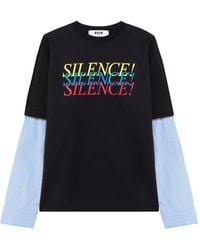 MSGM - Camiseta A Capas Con Eslogan Estampado - Lyst