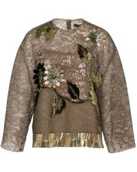 Biyan - Beaded Floral-Appliqué Lace Top - Lyst