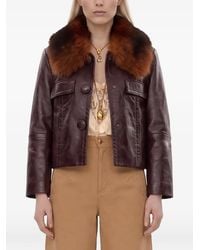Chloé - Shearling-Collar Leather Jacket - Lyst