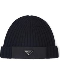 Prada - Triangle-Logo Wool-Cashmere Beanie - Lyst