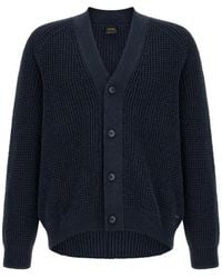 BOSS - Honeycomb-Knit V-Neck Cardigan - Lyst