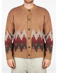 Amaranto - Chevron-Knit Button-Up Cardigan - Lyst