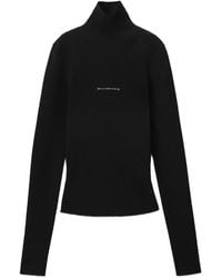 Alexander Wang - Top De Manga Larga Con Cuello Alto Y Logo En Jacquard - Lyst