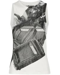 Rabanne - Graphic-Print Ribbed Tank Top - Lyst